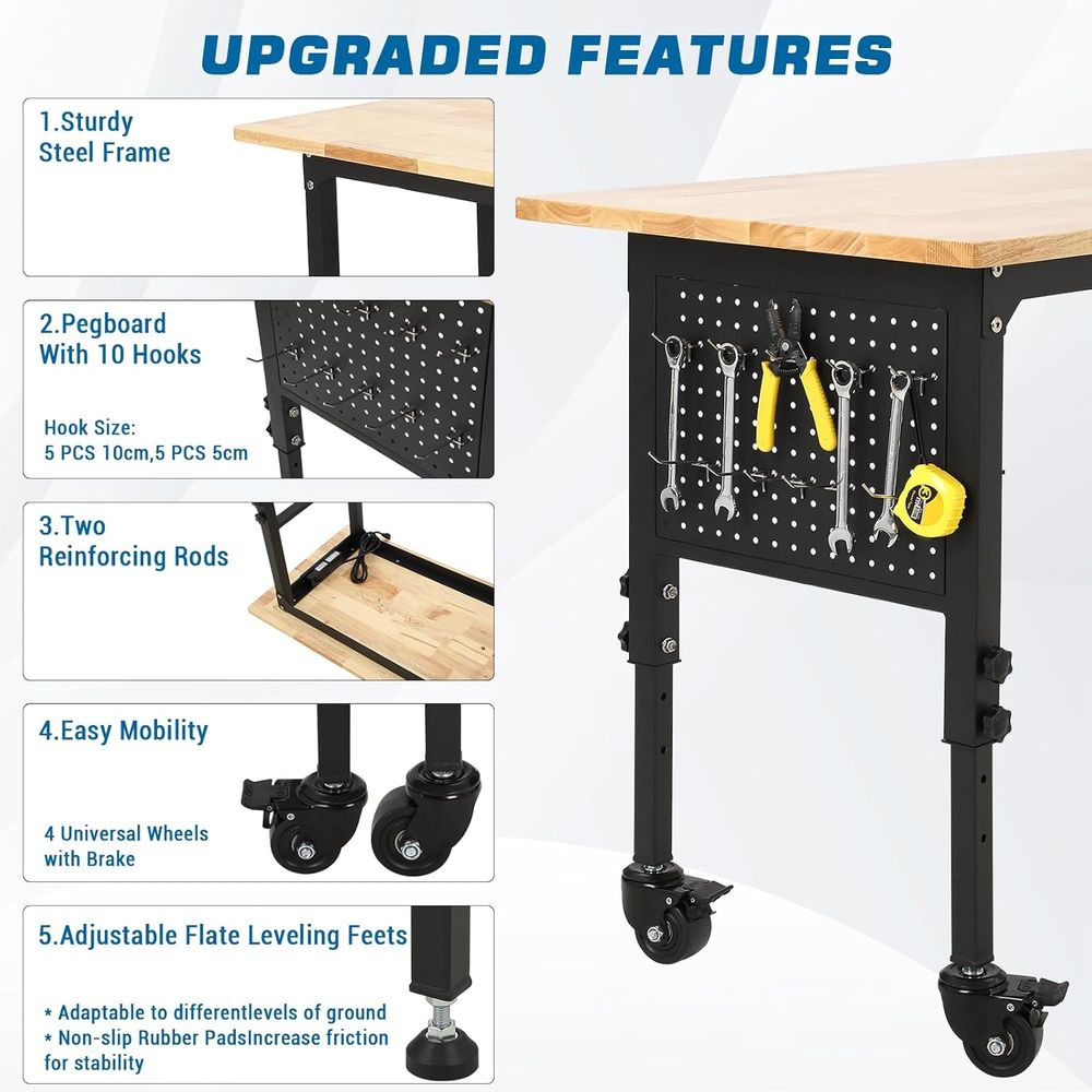 60 x 24 Adjustable Height Roll – Woodworking Workbench recenzja i cena