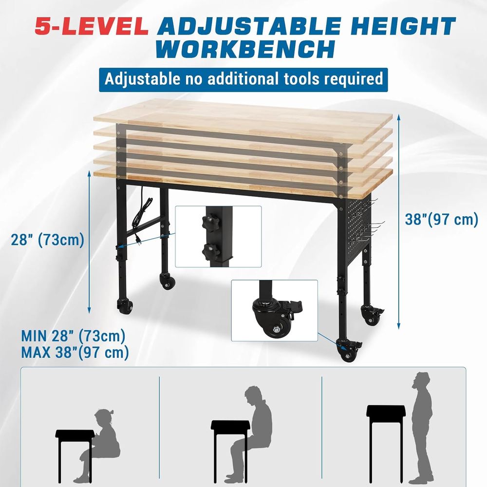 60 x 24 Adjustable Height Roll – Woodworking Workbench recenzja i cena
