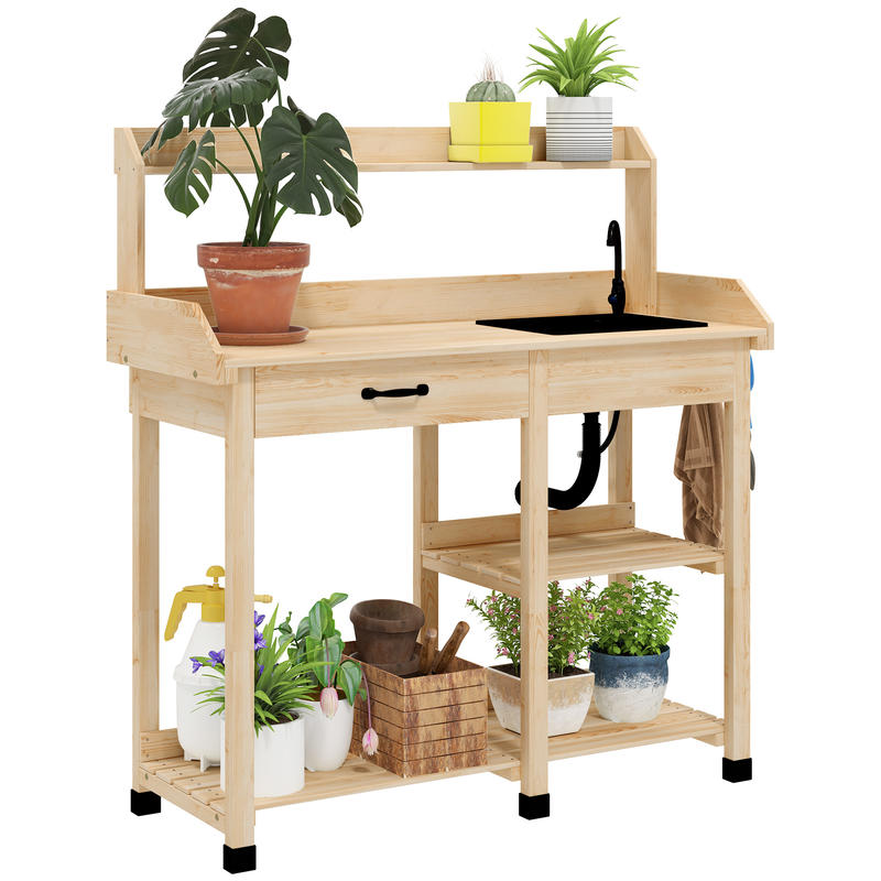 Potting Bench Table, Outdoor G – Woodworking Workbench recenzja i cena