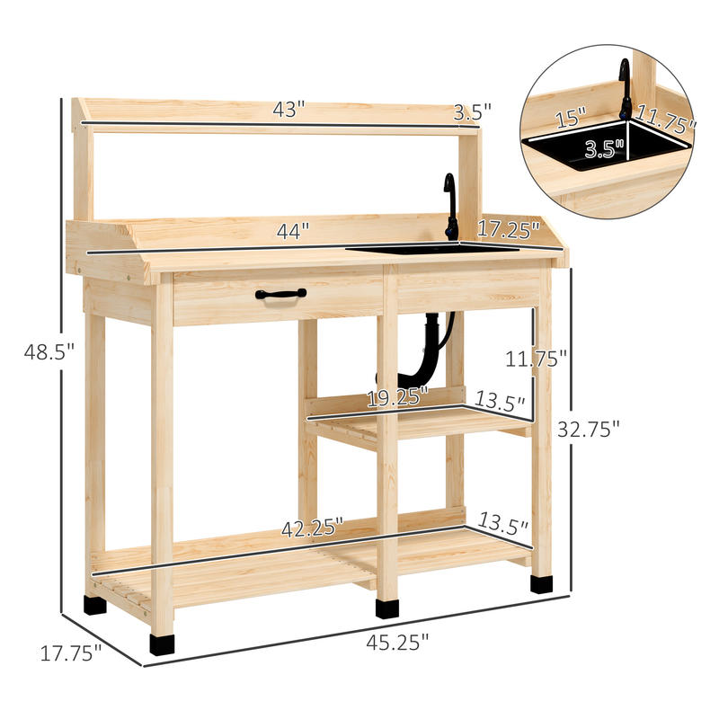 Outsunny Potting Bench Table,  – Woodworking Workbench recenzja i cena