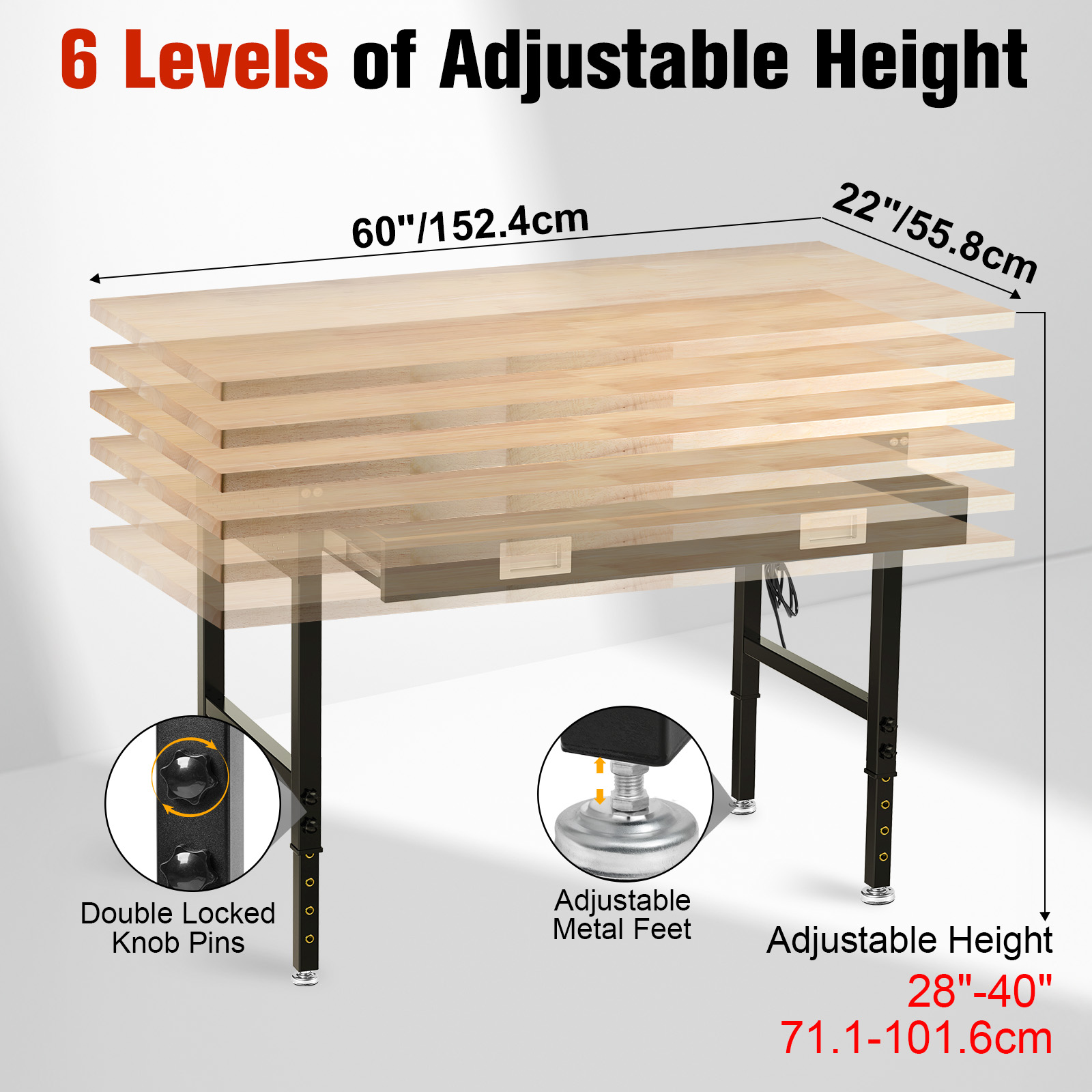 MUWOOD 60x22“ Workbench with D – Woodworking Workbench recenzja i cena