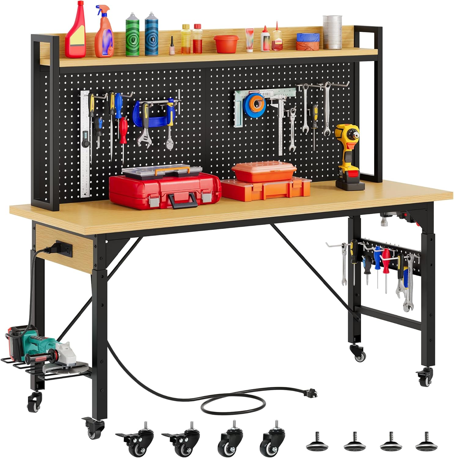 Work Bench With Wheels Pegboar – Woodworking Garage recenzja i cena