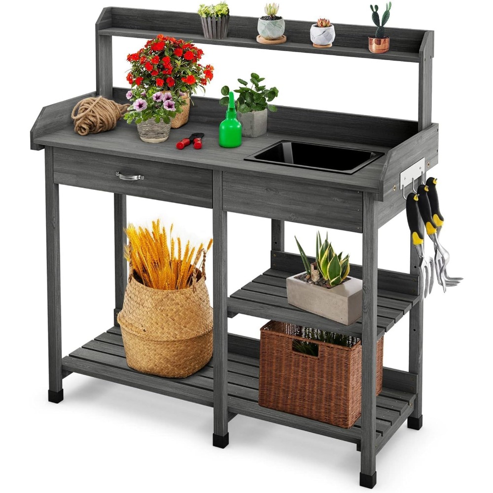 Potting Bench Table Patio Outd – Woodworking Workbench recenzja i cena