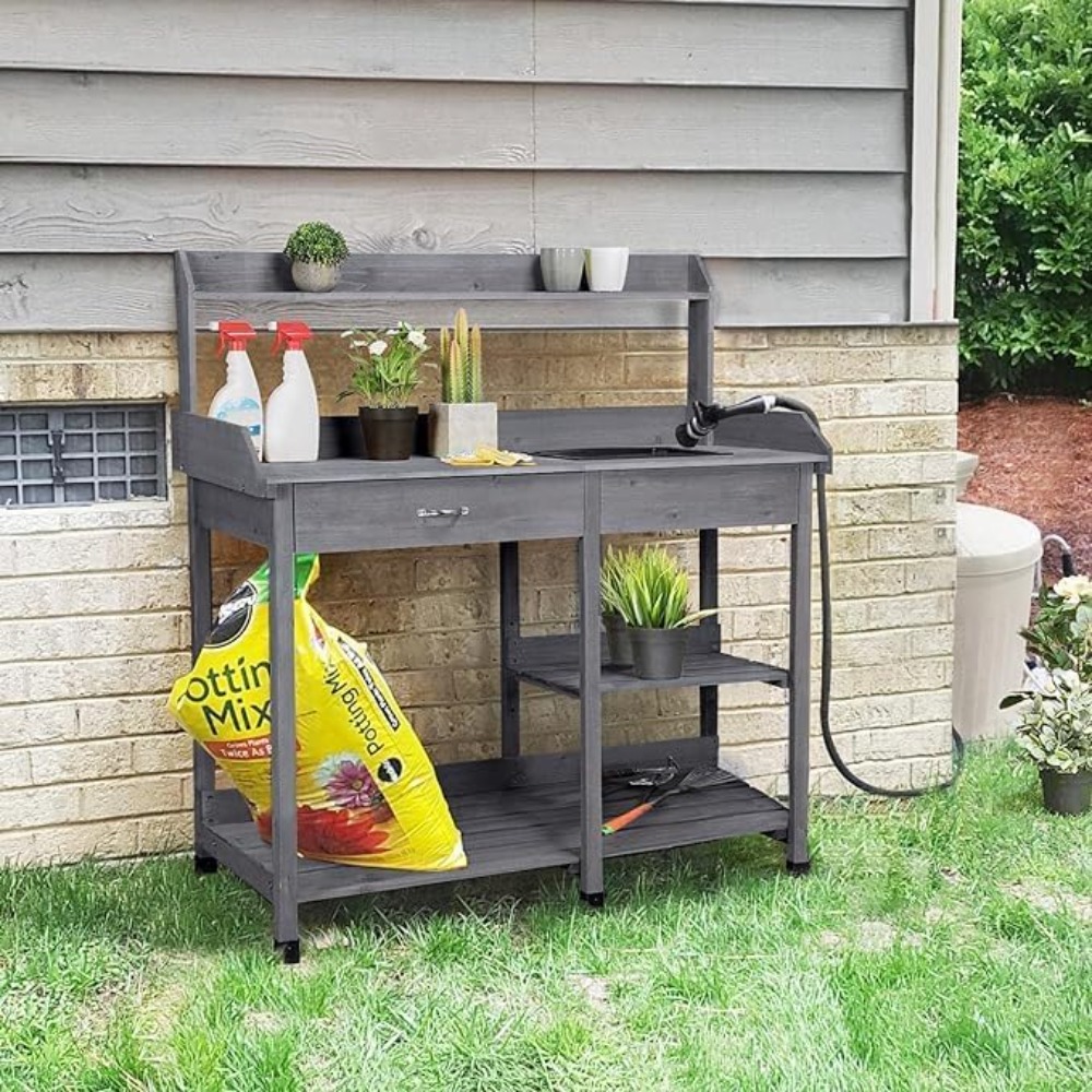 Potting Bench Table Patio Outd – Woodworking Workbench recenzja i cena