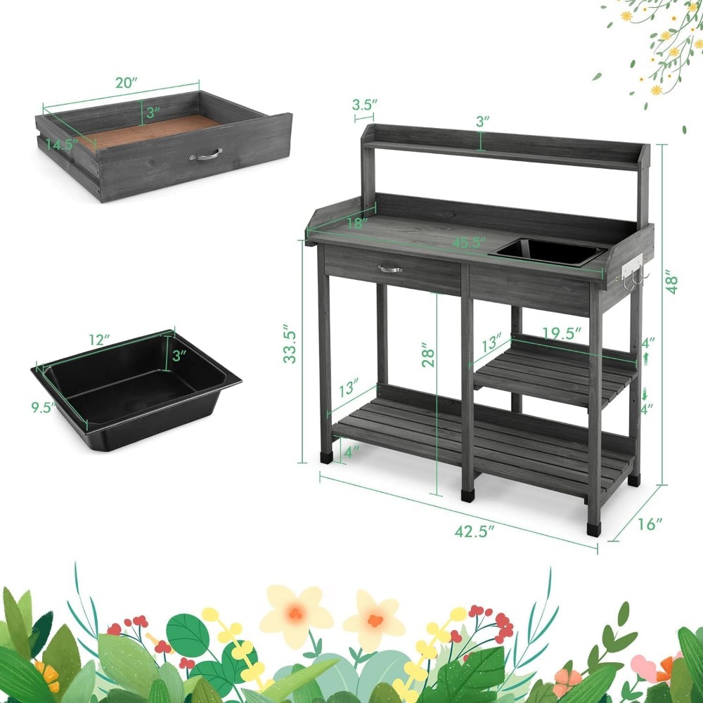 Potting Bench Table Patio Outd – Woodworking Workbench recenzja i cena